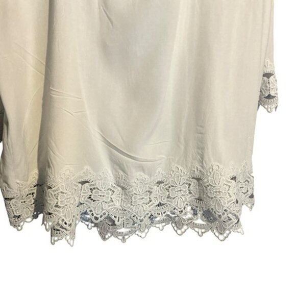 Chelsea & Theodore  XXL Tunic White  Boho Coastal Lace Trim Long Sleeve Bin72 - Picture 5 of 6